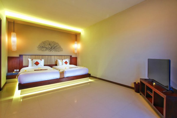 Twin beds in two bedroom private villas